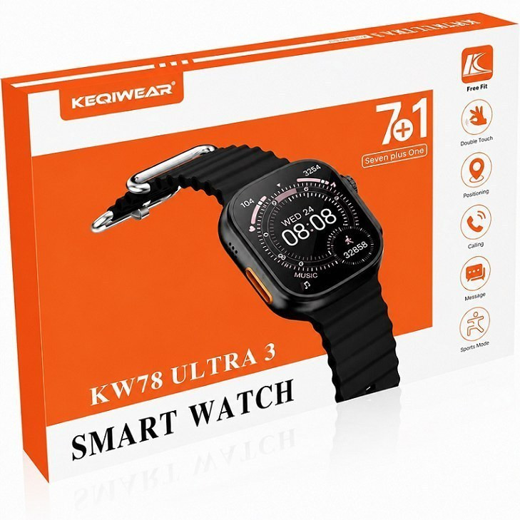 ساعت هوشمند طرح اپل واچ اولترا KEQIWEAR مدل KW78 ultra3 (همراه با 7 بند)اصل