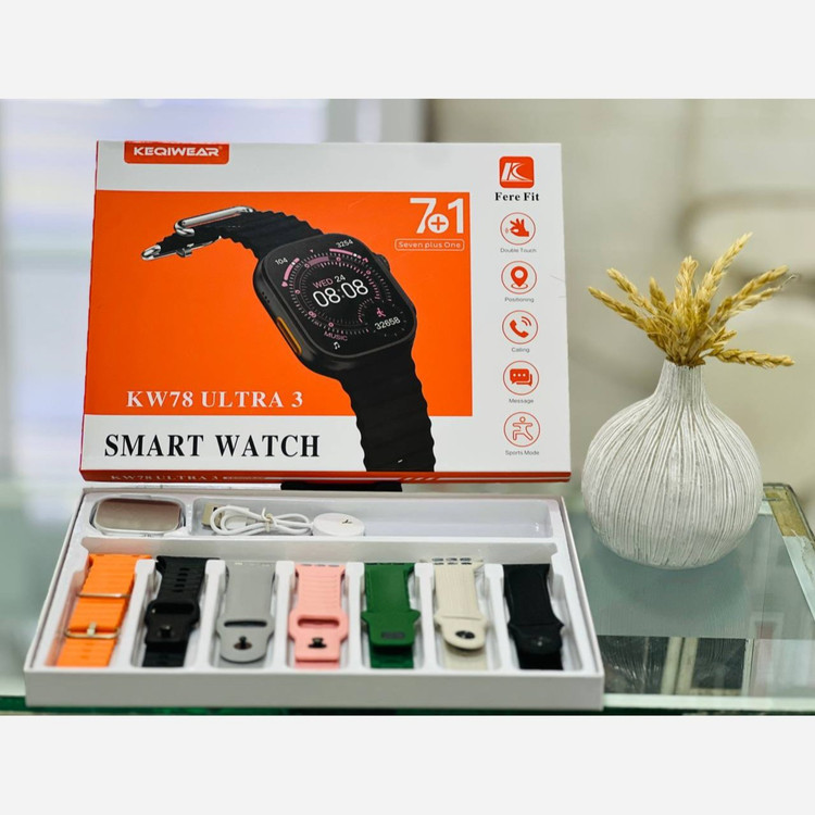 ساعت هوشمند طرح اپل واچ اولترا KEQIWEAR مدل KW78 ultra3 (همراه با 7 بند)اصل